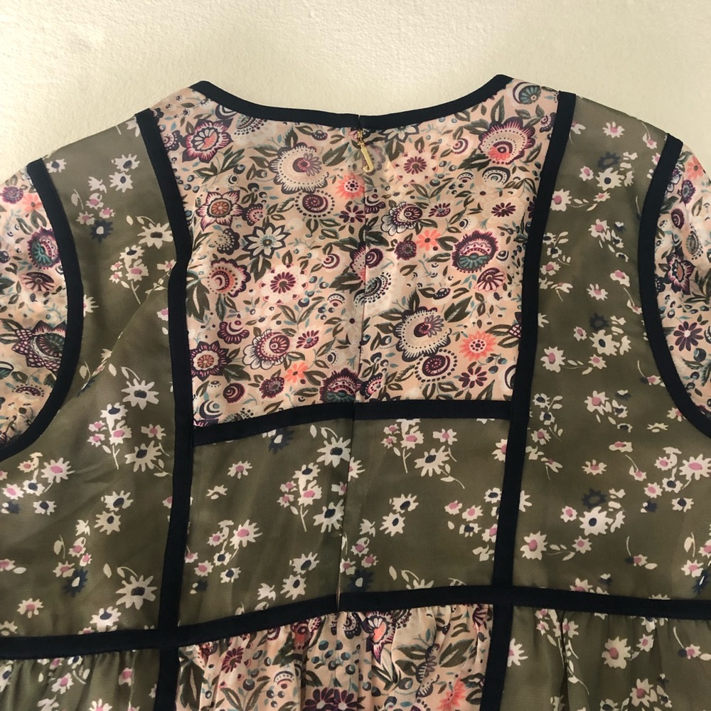Juicy Couture NWOT pink green floral bohemian long sleeve mini dress - Picture 9 of 12